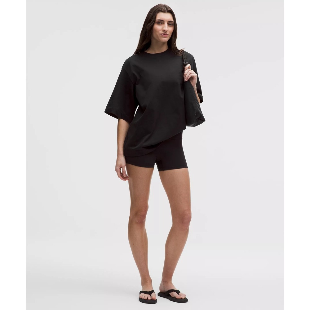 639-Lululemon-Heavyweight Cotton Oversized T-Shirt-Black - Picture 2 of 4